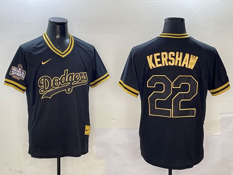 Men Los Angeles Dodgers #22 Kershaw Black Gold Game 2025 Nike MLB Jersey style 3251